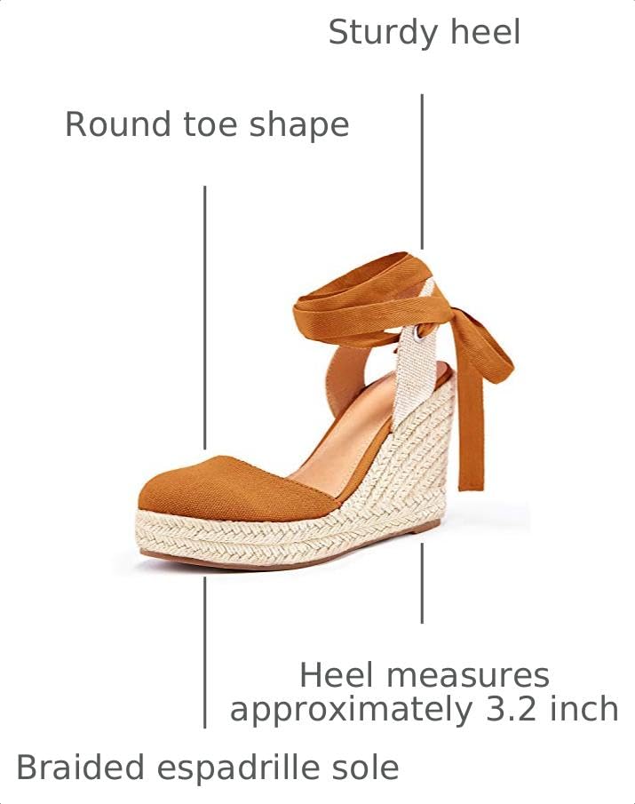 Image of FISACE Womens Summer Espadrille Heel Platform Wedge Sandals Ankle Buckle Strap Closed Toe Shoes