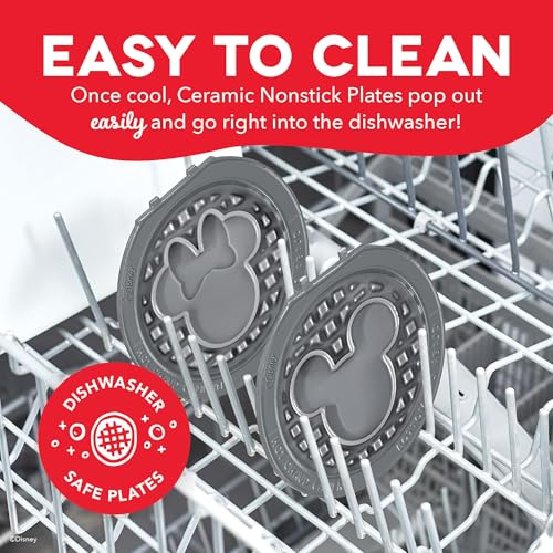 Image of Dash MultiMaker Mini System Removable Plate Set - Ceramic, Nonstick Replacement Plates for Fun-Shaped Waffle Breakfast - Waffle Maker Not Included - 4-Inch - Two-Pack - Mickey & Minnie