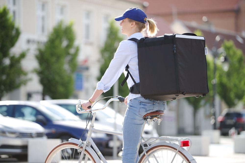 HENDI Mochila isotérmica de Transporte y Reparto de Pizzas y Alimentos, Bolsa aislada e Impermeable para la Entrega de Pedidos de Pizza y Comidas, Interior 39x39x(H) 45cm, Negra, 41x41x(H) 48cm