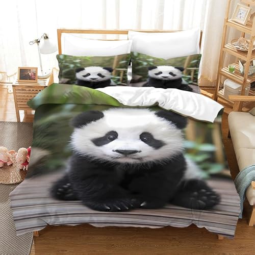 Housse de couette panda 135x200cm avec parure de lit single en microfibre