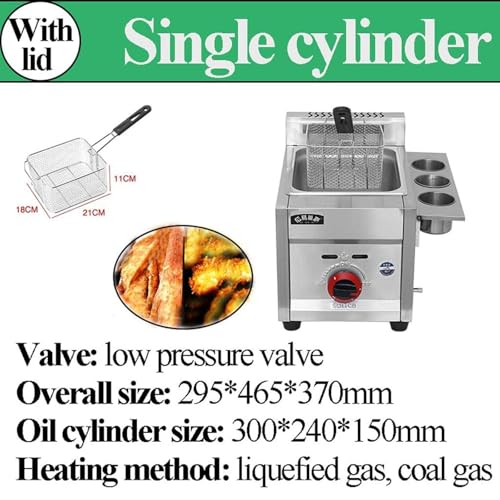 Gas-Fritteuse aus Edelstahl, kommerzielle LPG-Gas-Fritteuse – Aufsatz-Bratmaschine für Restaurant und Zuhause – inklusive Körben und Deckeln – leicht zu reinigen – Bild 5
