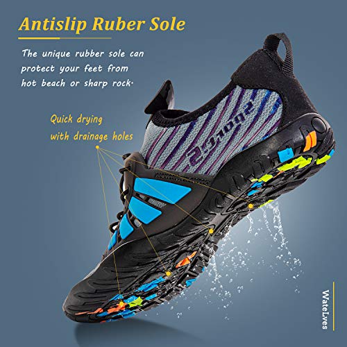 Watelves Water Shoes Mens Womens Beach Swim Shoes Quick-Dry Aqua Socks Pool Shoes For Surf Yoga Water Aerobics (B/Blue Gray, 43) #TOP4