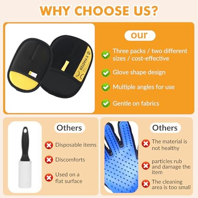 3Pcs Pet Hair Removal Glove for Cats & Dogs, Efficient Grooming Gloves for Pet Hair, Cat Grooming Gloves for Hair Removal, Magic Pet Grooming Glove for Couch, Furniture, Carpet, Curtain (2L1S)-iXo6yuUs