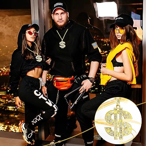 Hip Hop Gold Chain Long Gold Plated Necklace Accessories Mens Dollar Sign Necklaces Money Necklace Fake Gold Chain4
