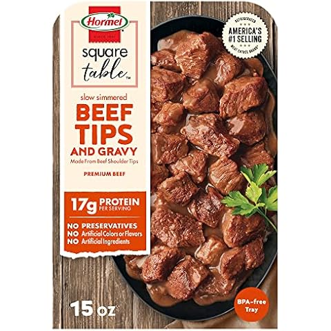 Hormel Square Table Slow Simmered Beef Tips & Gravy Refrigerated Entree, 15 Oz. Cover
