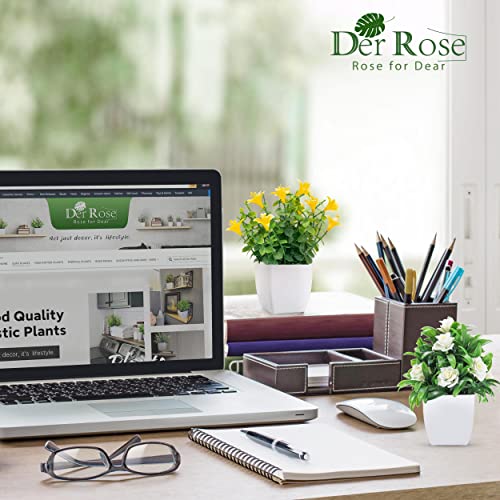 Der Rose 2 Packs Fake Plants Mini Artificial Faux Plants With Flowers For Home Office Table Room Farmhouse Decor Indoor #TOP5