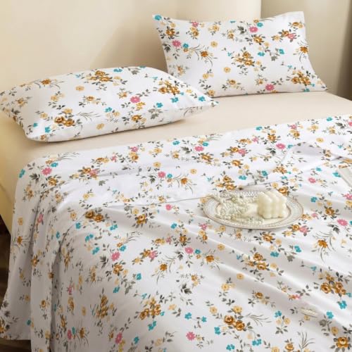 Image of IVAZA 240 TC Soft Ezyption Cotton Floral Print King Size Bedsheet - with 2 Pillow Covers, Hypoallergenic, Brethable, (Size- 90 x 90 Inch) Bright Fuchsia