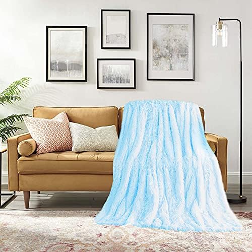 FZCBY Soft Shaggy Faux Fur Blanket Fluffy Fleece and Sherpa Bed Throw Decorative Sofa Throws Machine Washable Blankets for Sofa Bed Couch Chair, 50"x60", Light Grey