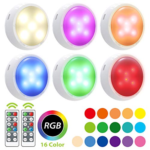 Wireless LED Puck Light, OxyLED RGB Color Changing LED Under Cabinet Lighting Closet