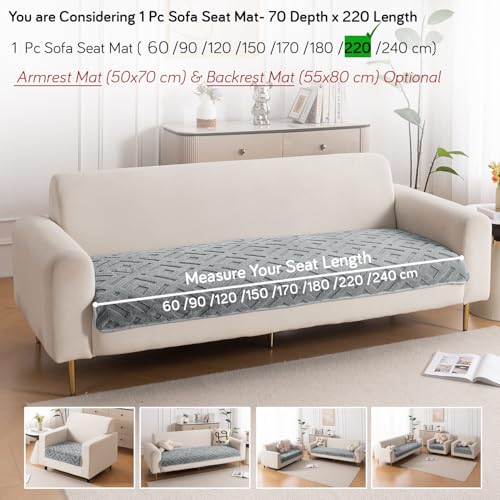 Image of HOKIPO 'Velvet Maze' Premium Anti Slip Sofa Cover Mats for L Shape and 1 /2 /3 Seater Sofa. Make Your Own Sofa Cover Set, 70(D) x 220(L) cm, Dark Grey (AR-5909-DGRY)