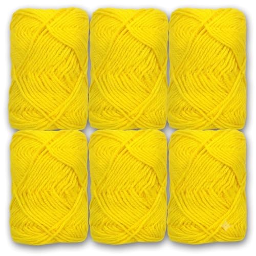 Image of 6Pcs Wool Oon Yarn for Knitting & Crochet, Soft Acrylic Wool Thread for DIY Craft Projects, Sweater & Baby Knitting Yarn, Lightweight Multi-Purpose Craft Yarn, Yellow