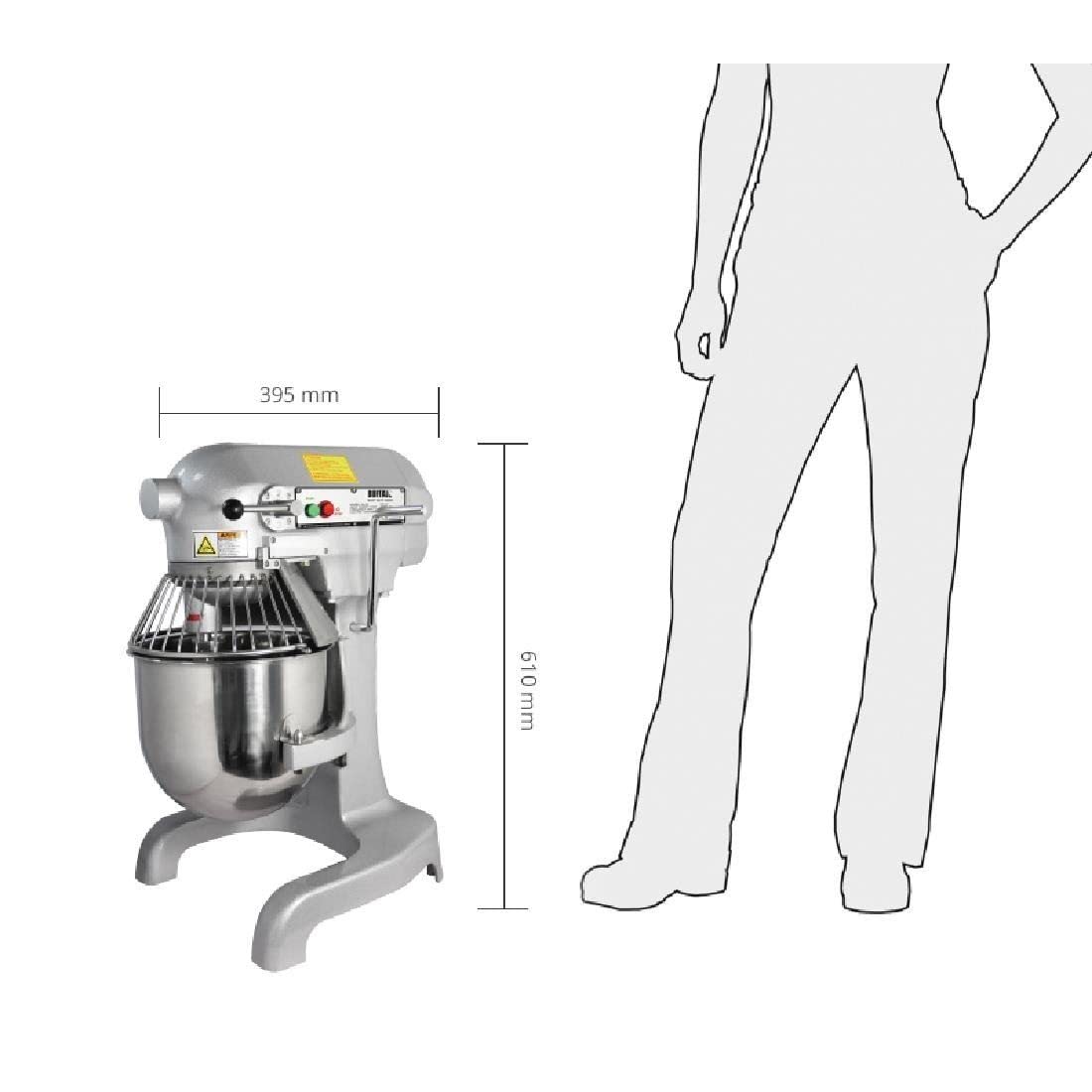 Buffalo Batteur planétaire 550 W, 9 litres, argent, trois vitesses – comprend un fouet, un crochet pétrisseur et un batteur, GL190