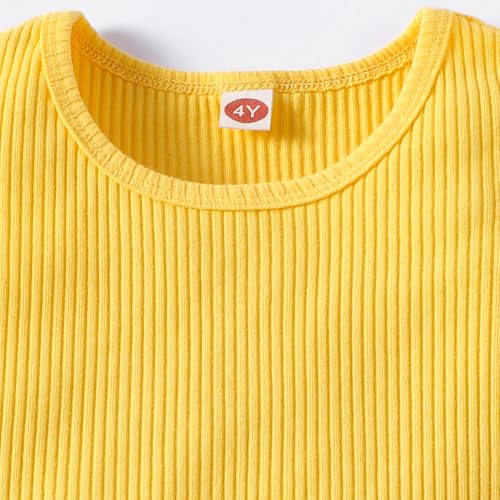Image of Hoscotch Girls Floral Yellow Sleeveless Skirt Set