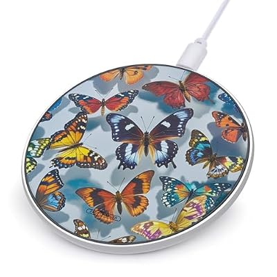 Butterflies Wireless Charger 10W Portable Fast Wireless Charging Pad Compatible with Phone Slim Charging Station Lightweight Charger Mat Charging Block for Travel Home Office