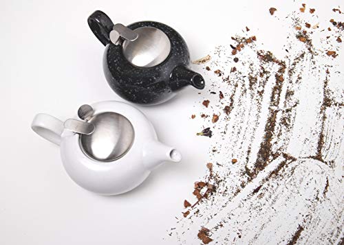 London Pottery Pebble - Tetera pequeña con infusor para té suelto, gres, blanco moteado, 2 tazas (500 ml) - Imagen 5