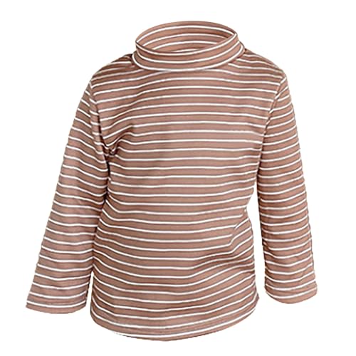 Toddler Boys Long Sleeve Shirt Fleece Turtleneck Striped Cotton Pullover Tops Fall Soft Lightweight Comfy Clothes