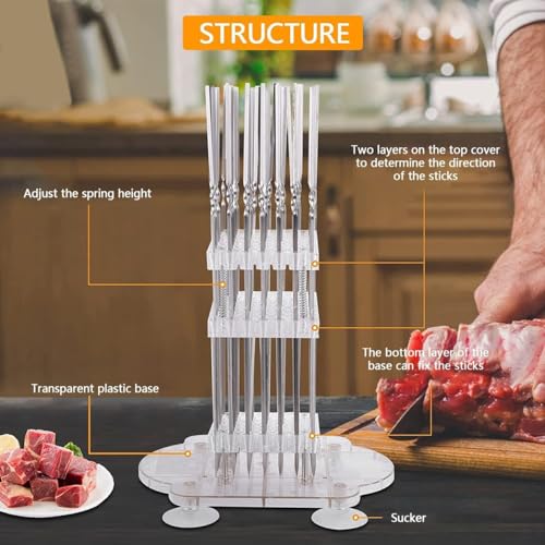 Kebab Maker Grill Box, spiedini in acciaio inox con 100 bastoncini, perfetto per barbecue e kebab