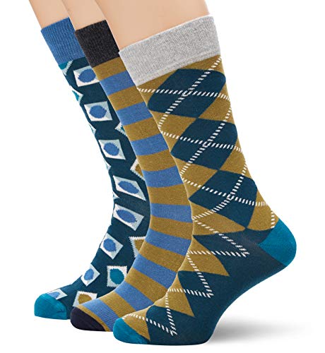 HS by Happy Socks Hs Argyle 3-Pack Socks, Calzini
