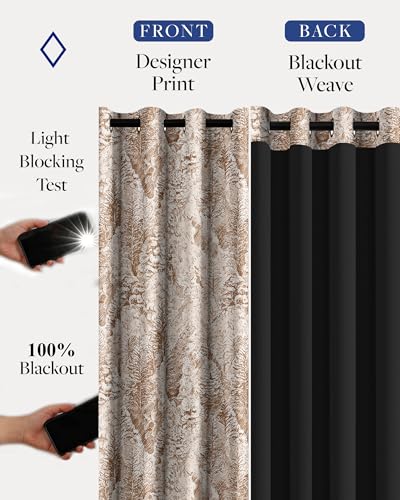 Image of Cloth Fusion Printed 100% Blackout Long Door Curtains 9 Feet Set of 2