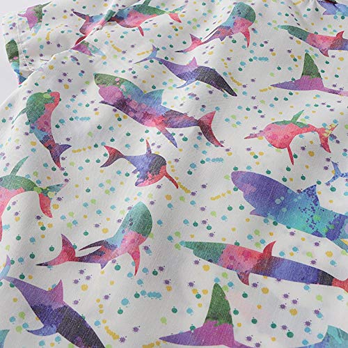 Camisetas com estampa de peixe Occitop para bebês meninos e crianças gola polo botão manga curta, As