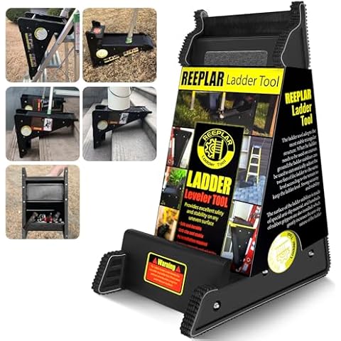 Ladder Leveler, Ladder Stabilizer, Ladder Jacks, Pitch Hopper, Stair Ladder with Storage, Ladder Stabilization Tool for All Surfaces and Uneven Floors, Widely Used in Slopes, Stairs, Sloping Roofs Cover