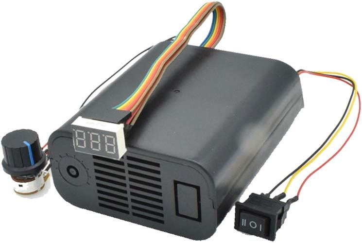 Acxico 1Pcs PWM DC Brush Motor Speed Controller DC 10-55V 60A CW CCW Reversible Switch Digital LED Display Potentiometer Switch Built-in Brushless Fan