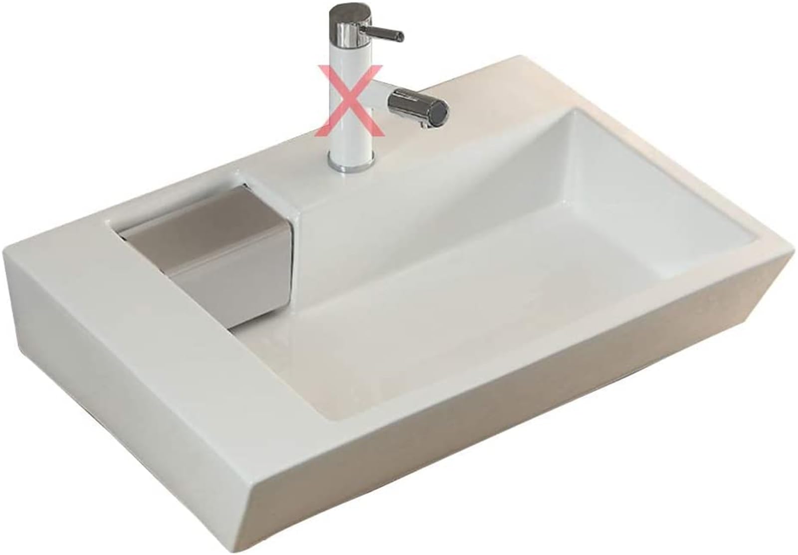 ASerZenith Bathroom Vessel Sink Ceramic Bathroom Sink Mordern Ceramic Vessel Sink, White Above Counter Art Basin With Invisible Drain And Overflow, For Bathroom Restroom Office Hotel(B)