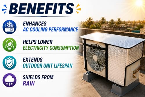 Image of AC Outdoor Unit Protector Cover | HEAVY DUTY | Waterproof Heat Insulated & Sun Protection | AC Outdoor Unit Cover | Air Conditioner Outer Compressor Shade for Split 1.5 & 2 Ton (Full Size)