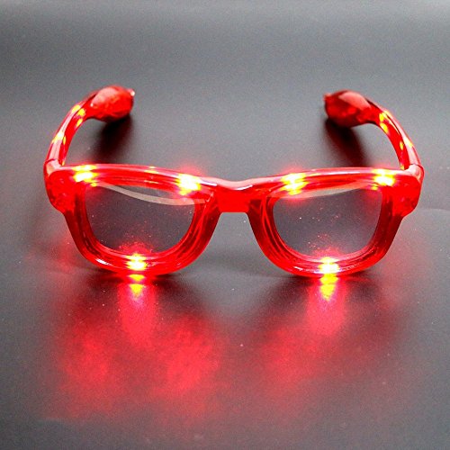 Atcket LED Parpadea Gafas de Sol en 4 Diferentes Colores Unisex F ¨ ¹ r Adultos y Niños/LED Leuchten GL?Ser F ¨ ¹ r Party, Rojo