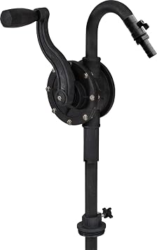 Lumax LX-1321 Black Corrosion Resistant Rotary Barrel Pump, Fits 15 to 55 Gallon Drums with Standard 2 Bung Opening; Also Suitable for Transferring Petroleum Based Fluids of Light to Medium Viscosity