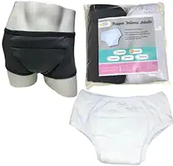 Roupa Intima Unissex Tecido Algodão Geriátrica com Absorvente Para Incontinencia Urinária Segura Escapes Xixi kit 2unds Banco Chumbo (M)