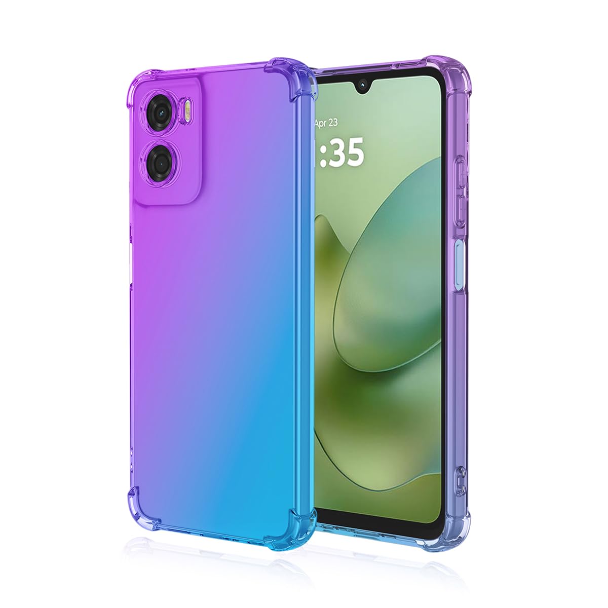 DABUNA Funda para Motorola Moto G06 Case,Transparente Colores Degradados Protectora de Cámara Anticaída Carcasa Bumper(Púrpura Azul)