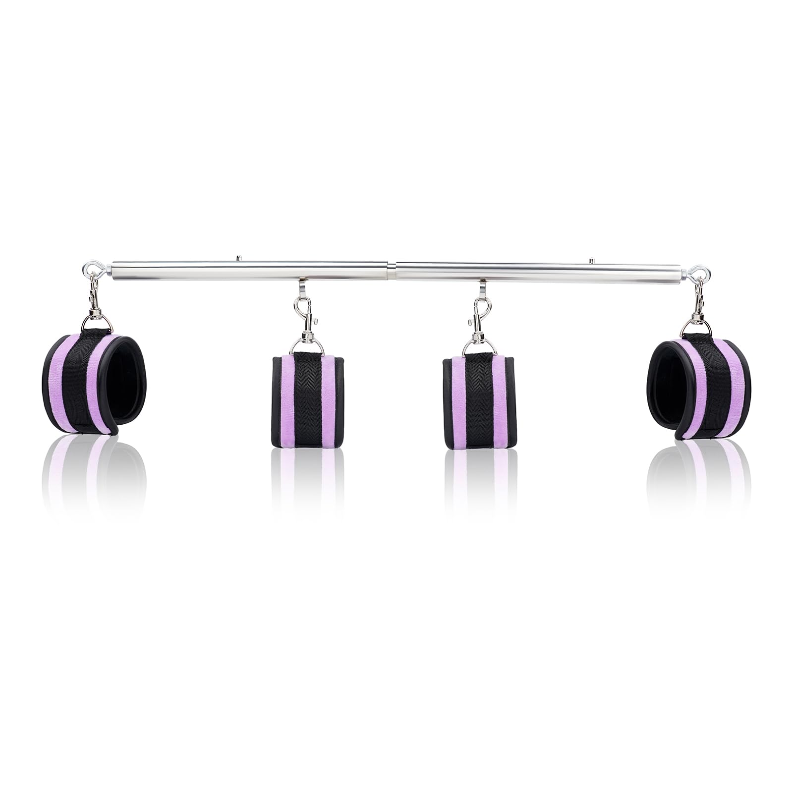 Spreader Bar Heavy Duty Stainless Steel Expandable Silver Bar Home Gym with 4pcs PU Purple Adjustable Strap,Sports Aid Training Fitness Gear Pilates Aid Kit,Yoga Set