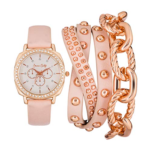 Jessica Carlyle Womens Quartz Blush Analog Watch with Bangle Gift Set