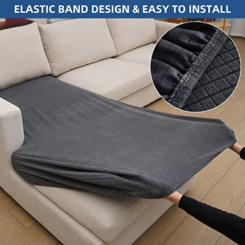 Eismodra Sectional Couch Covers Chaise Cushion Cover For Sofa L Shape Chaise Lounge Magic Stretch 3 Cushion Couch Slipcover For Dogs L Shaped Replacement Protector,Dark Gray X-Large(Only 1 Piece) #TOP3