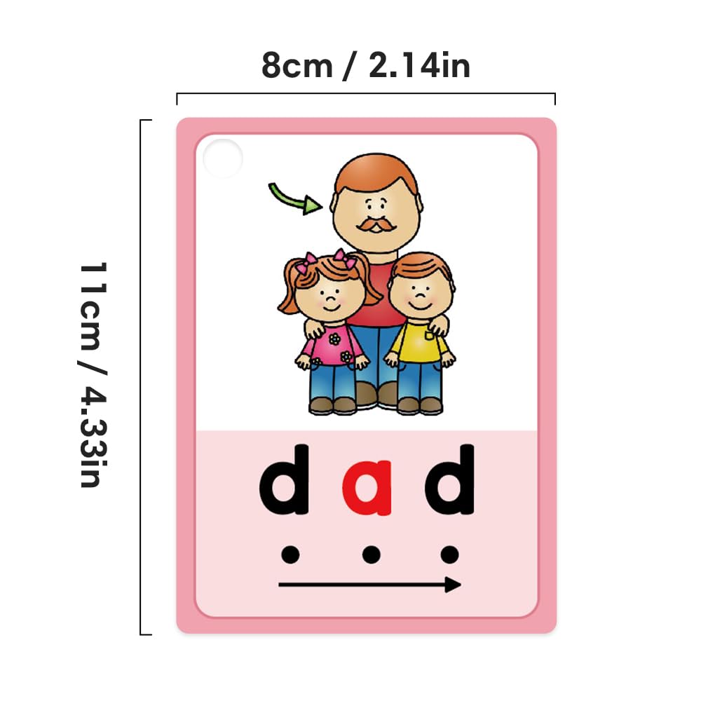 Lachilly Montessori CVC Words Flashcards Short Vowel Reading Letters Sorting Spelling Word English Cards CVC Beginning Phonics Word Builders Toddler Learning Toys 130 Words - Image 3