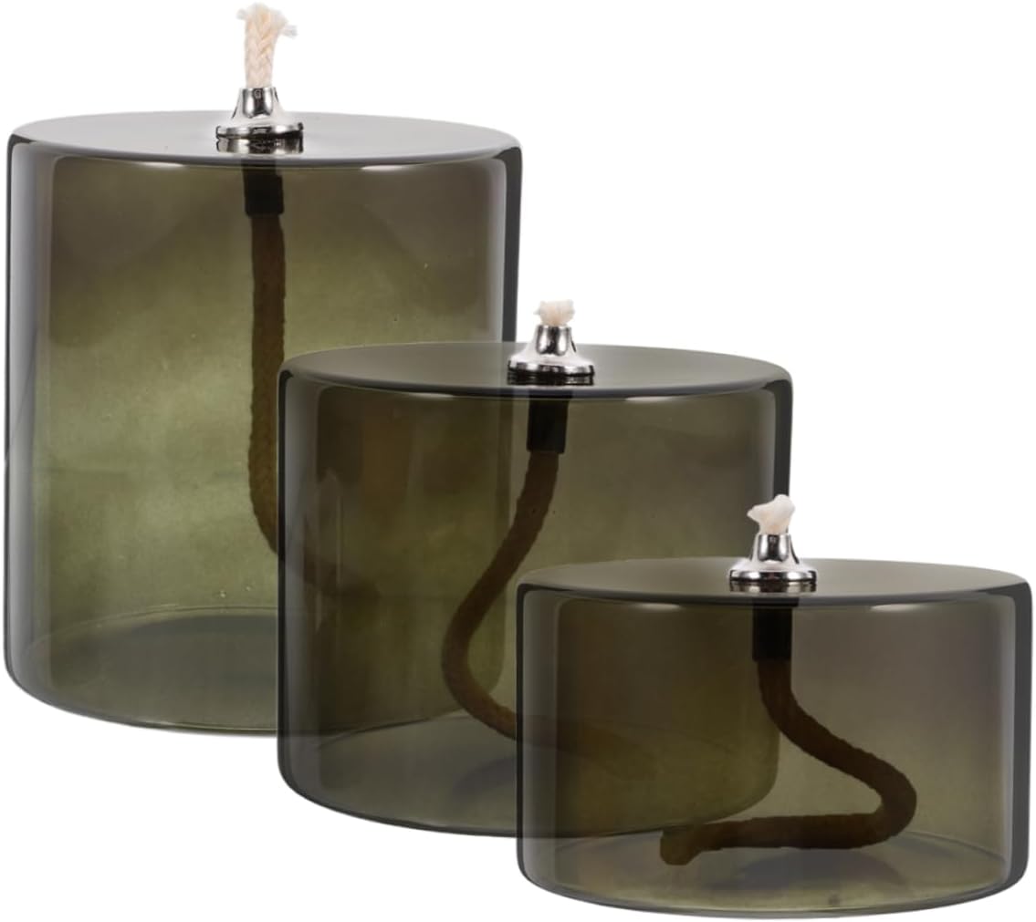 3Pcs Elegant Vintage Glass Oil Lamp Decorative Home Ornament for Indoor Outdoor Use Sophisticated European Design Candle Holders for Stylish Living Spaces