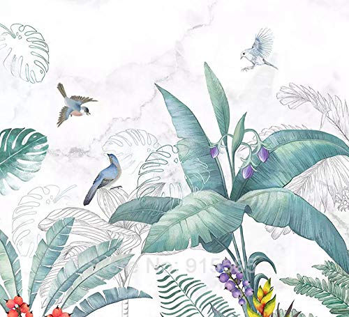 Papier peint mural oiseaux fleurs pour agrandir une pièce sombre 3D