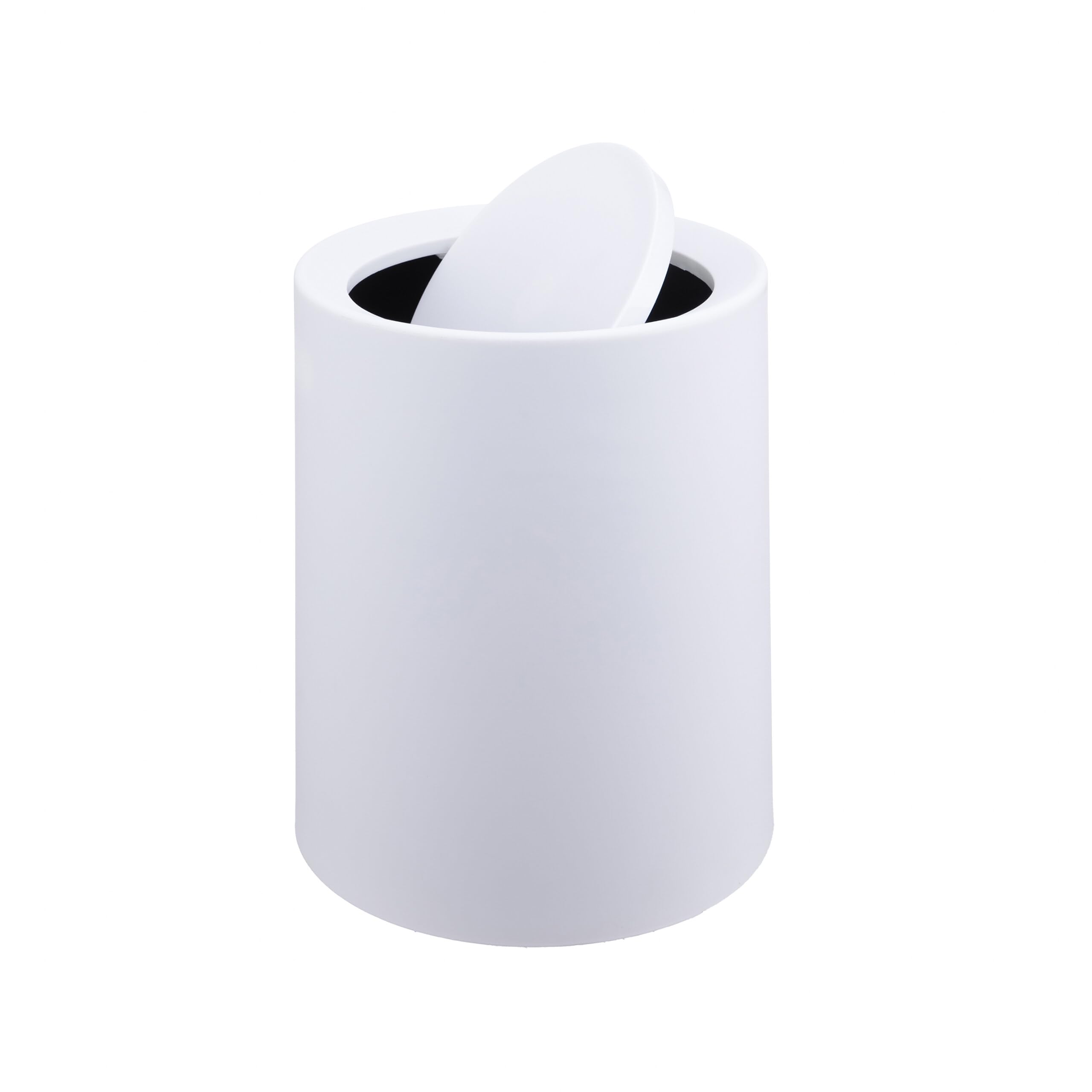 Relaxdays Waste Bin, 13L, Swing Lid, Inner Bin, Matt Plastic, Round, 31.5x26x26cm, White