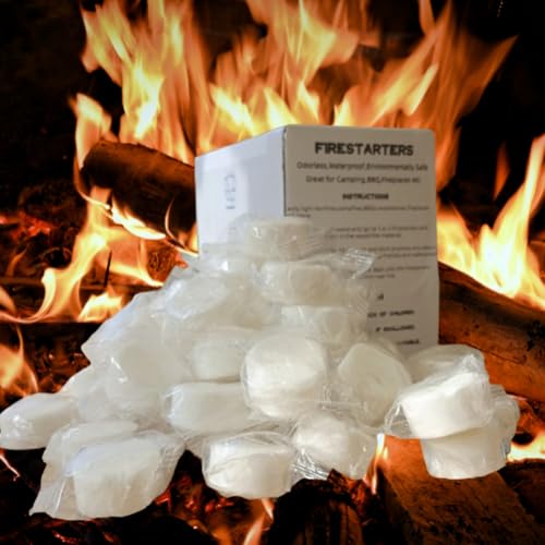 40x15g Wax Firelighters - Individually Wrapped, Long-Lasting Fire Starters for Camping, Log Burners, BBQs, Open Fires&Fire Pits
