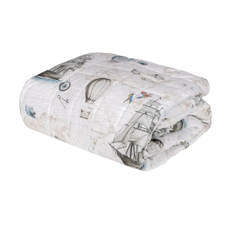 Fazzini Colcha para cama de matrimonio de puro percal de algodón, art. Magallanes