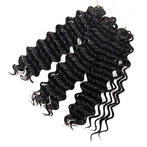 10" Deep Wave Crochet Hair Synthetic Short Hair Styles for Women Kanekalon Braiding Hair Extensions(#1B)