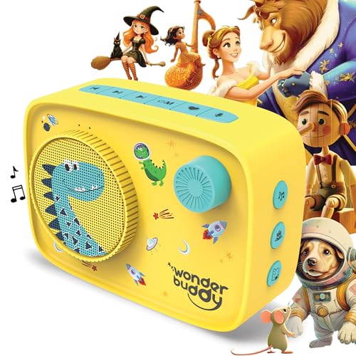 WonderBuddy Kids Story Box Audio Player, 500+ Preloaded Stories & Rhymes, Story Writing DIY Art Kit, Voice Recorder, Content Upgrade, Bluetooth, Birthday Gift for Boys Girls 3+ Years- Dino