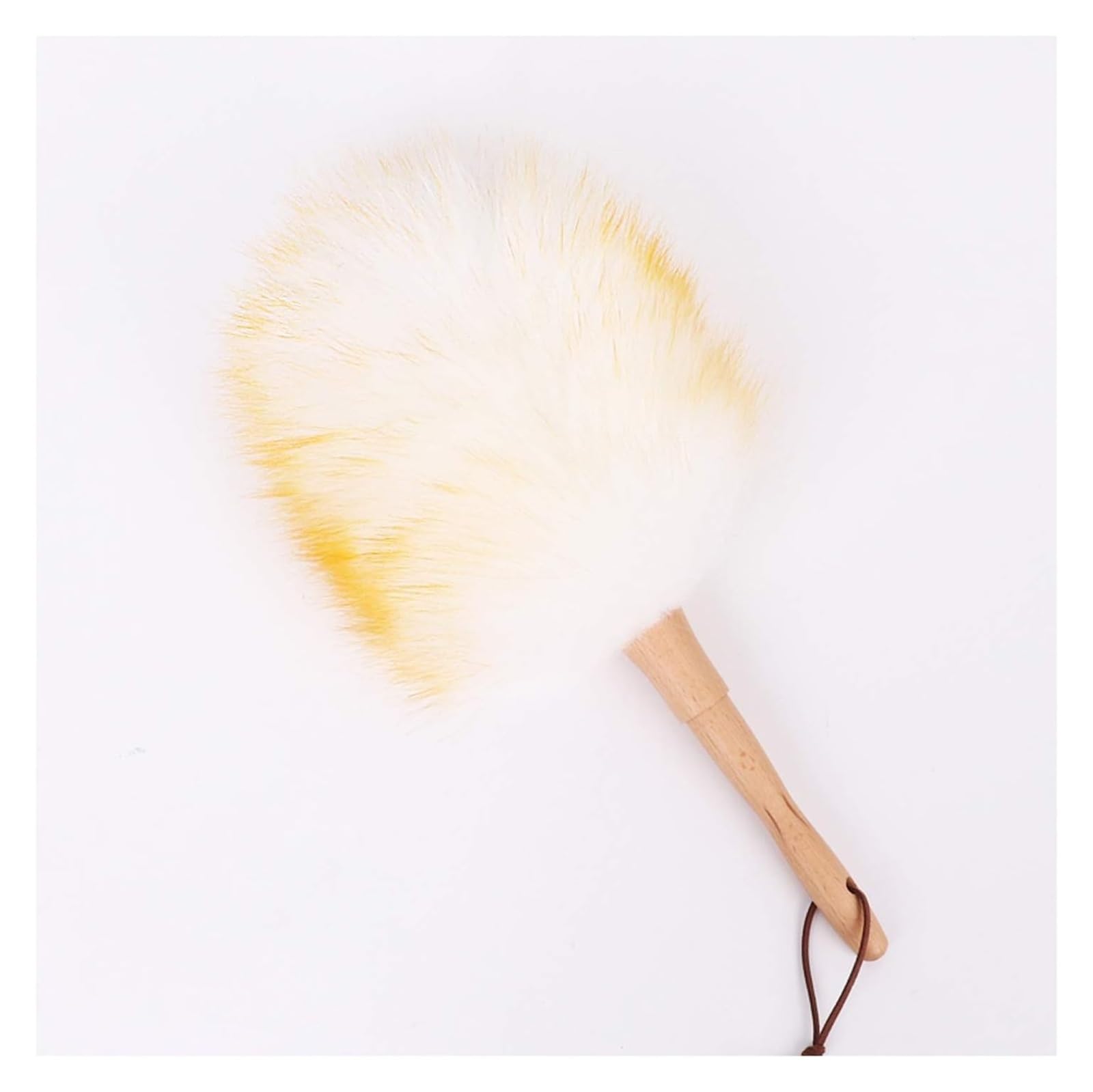 KFGISD, Pure Lambs Wool Duster with Wood Handle,Fluffy Lambswool Office and Car,6 Colors Handle Dusters,Feather Duster(Wit)
