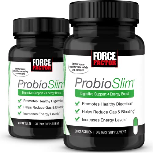 Force Factor ProbioSlim 2-Pack Probiotic Supplement for Women and Men with Probiotics and Green Tea Extract Reduce Gas Bloating Constipation Support Digestive Health & Gut Health 60 Capsules