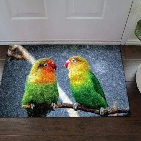 Housewarming New Home Gift Rosella Parrot Couple Doormat Parrot Lovers Bathroom?mat Water Absorbent Moistureproof for Door Mat Entrance Welcome Kitchen Mat 16 * 24 Inch Halloween