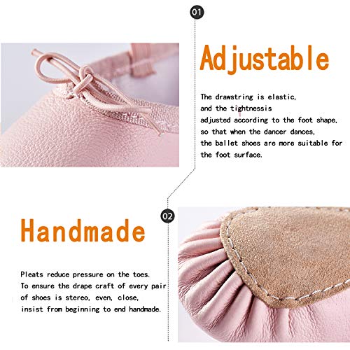 DIPUG Ballet Shoes for Girls Ballet Slippers Genuine Leather Toddler Ballet Shoes Dance Shoes for Girls Pink Kids Ballet Shoes (3 Little Kid, Pink) - Thumbnail 5