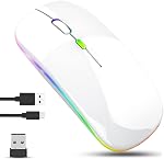 Souris sans fil GLOBAL TECH LED, souris silencieuse rechargeable slim à double mode (BT & 2,4G), souris optique sans fil portable avec récepteur USB pour portable, PC, ordinateur, iPad, tablettes, MacBook (Noir)