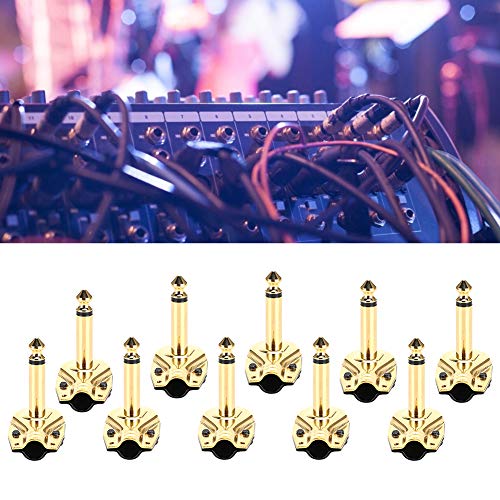 10 Pcs Plugue de Soldagem de Guitarra, Cotovelo de 90 Graus 6,35mm Plugue de Soldagem de Metal Diy p
