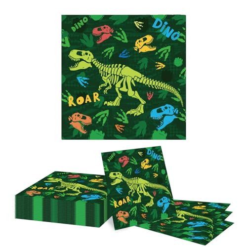 GlamRays Lot de 20 Serviettes Dino, Serviettes Dino Anniversaire Enfant, Deko Dino pour...